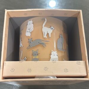 Modern Orange and Gray Cat-Themed Feeder Bowl